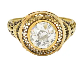 1890's Victorian 1.61 CTW Diamond 14 Karat Gold Lattice Engagement Ring GIA