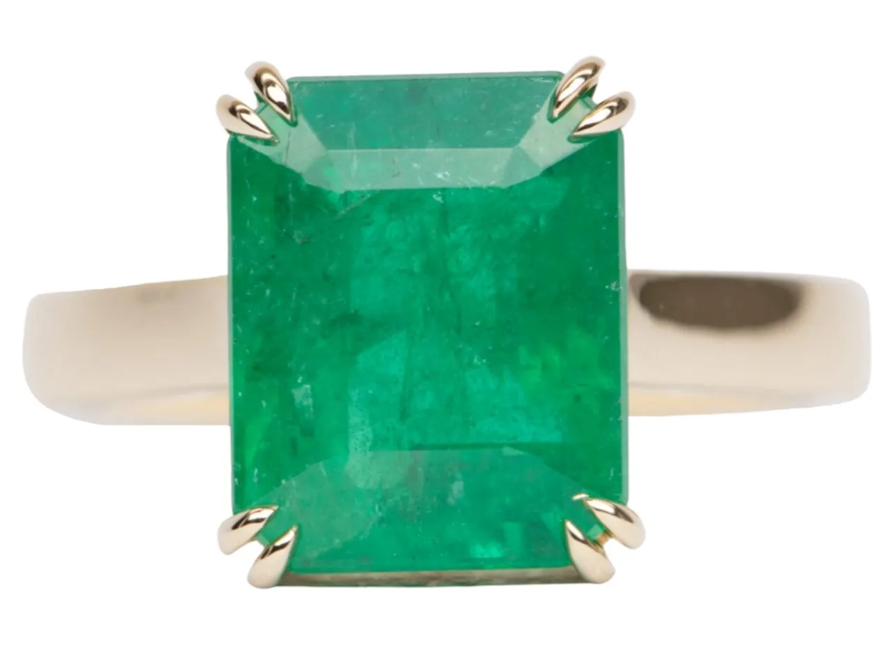 5.33ct Emerald Statement Ring 14K Gold R6348