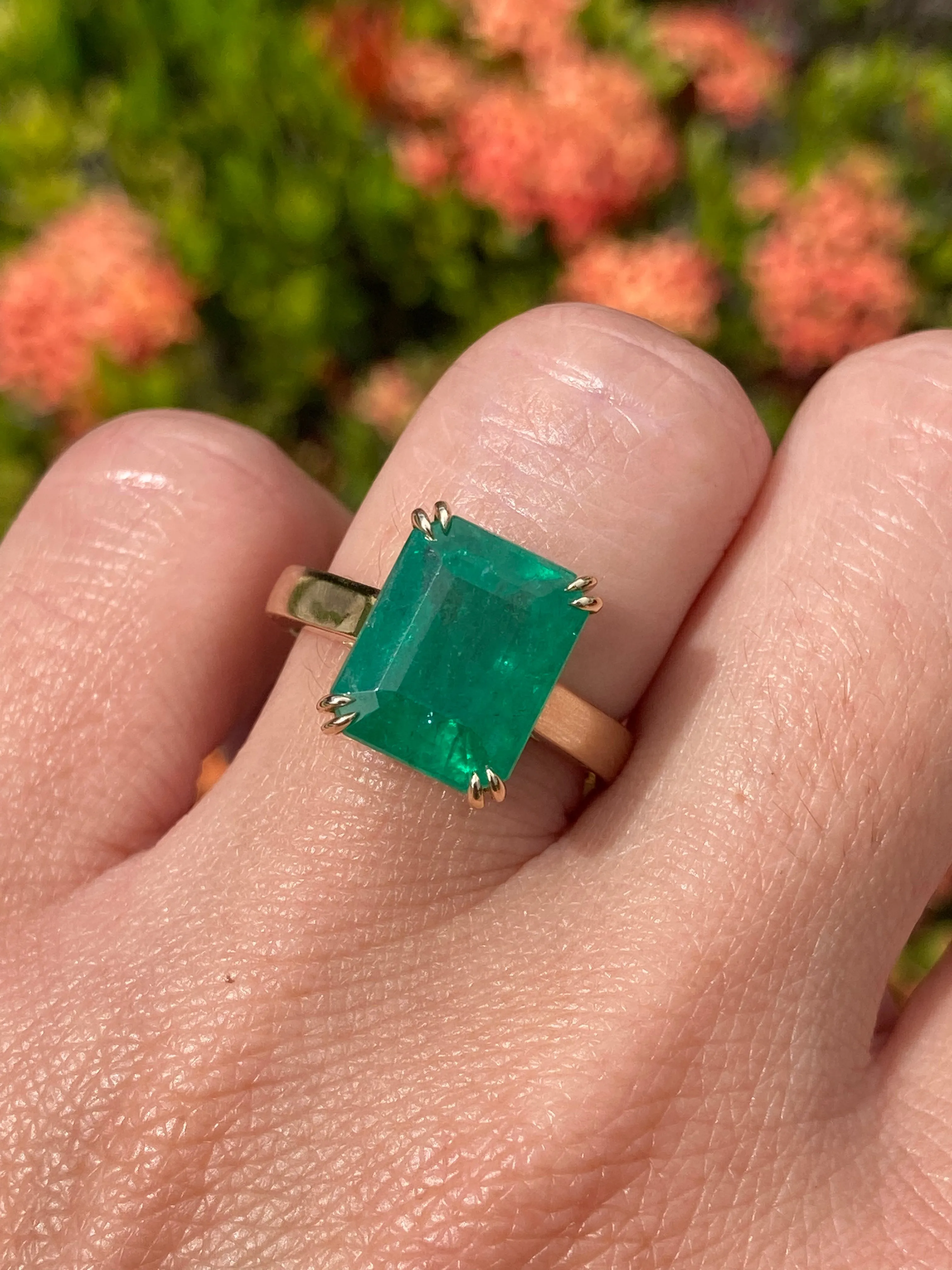 5.33ct Emerald Statement Ring 14K Gold R6348