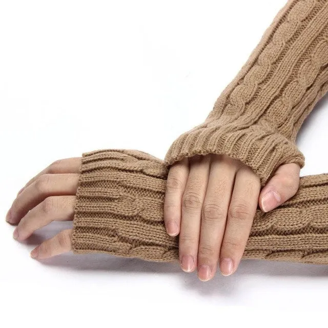 7 Colors Gloves fashion ladies Knitted Arm Fingerless  Gloves female gloves Soft Warm Mitten Guantes Sra Invierno GS