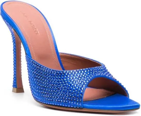 Amina Muaddi Alexa 105mm satin mules Blue