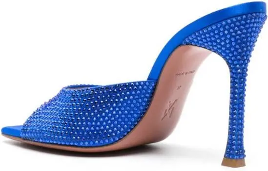 Amina Muaddi Alexa 105mm satin mules Blue