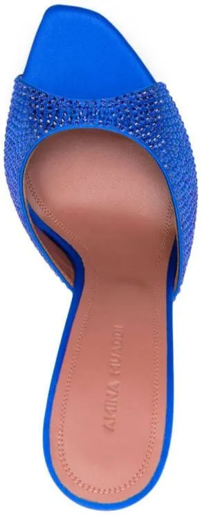 Amina Muaddi Alexa 105mm satin mules Blue