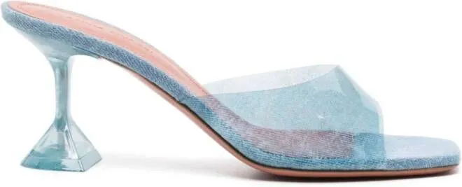 Amina Muaddi Lupita Glass 70mm denim mules Blue