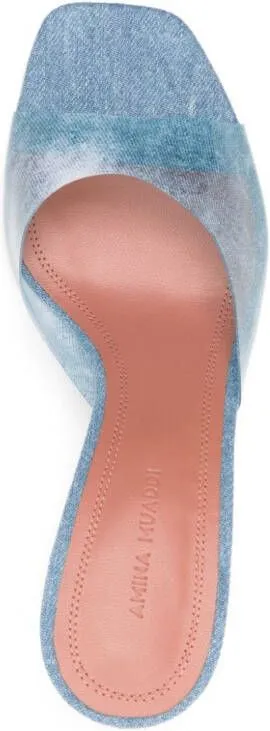 Amina Muaddi Lupita Glass 70mm denim mules Blue