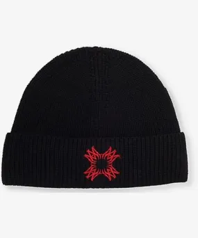 Amiri Mens Black Quad brand-embroidery wool beanie