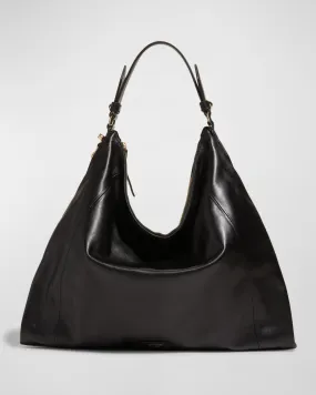 Ana Zip Calf Leather Hobo Bag