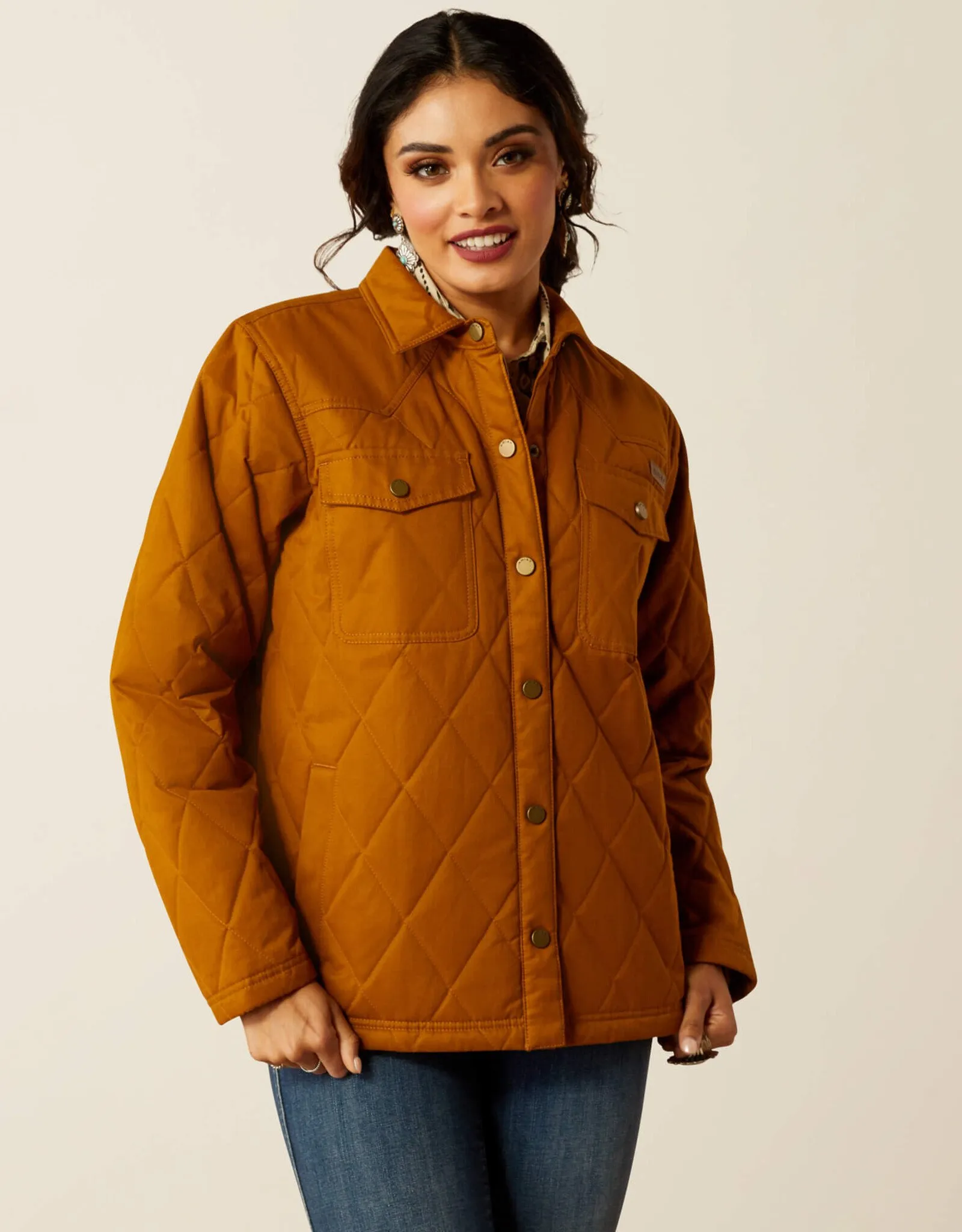 Ariat Womens Grizzly Quilted Southwest Fleece Lined Barn Jacket