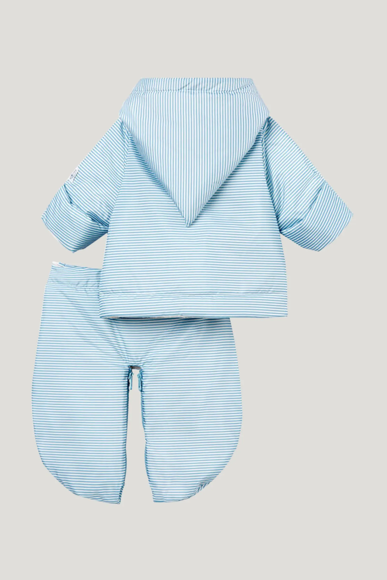 Baby Boy's White & Blue Stripes Snowsuit Set