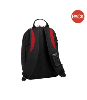 Bagbase Teamwear Backpack / Rucksack (21 Liters) (Pack of 2) (Black/Classic Red/White) (One Size) - UTBC4203