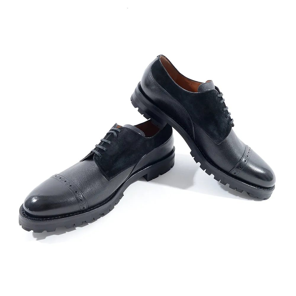 Bally Mens Platformed Lace Up Brogues in Black