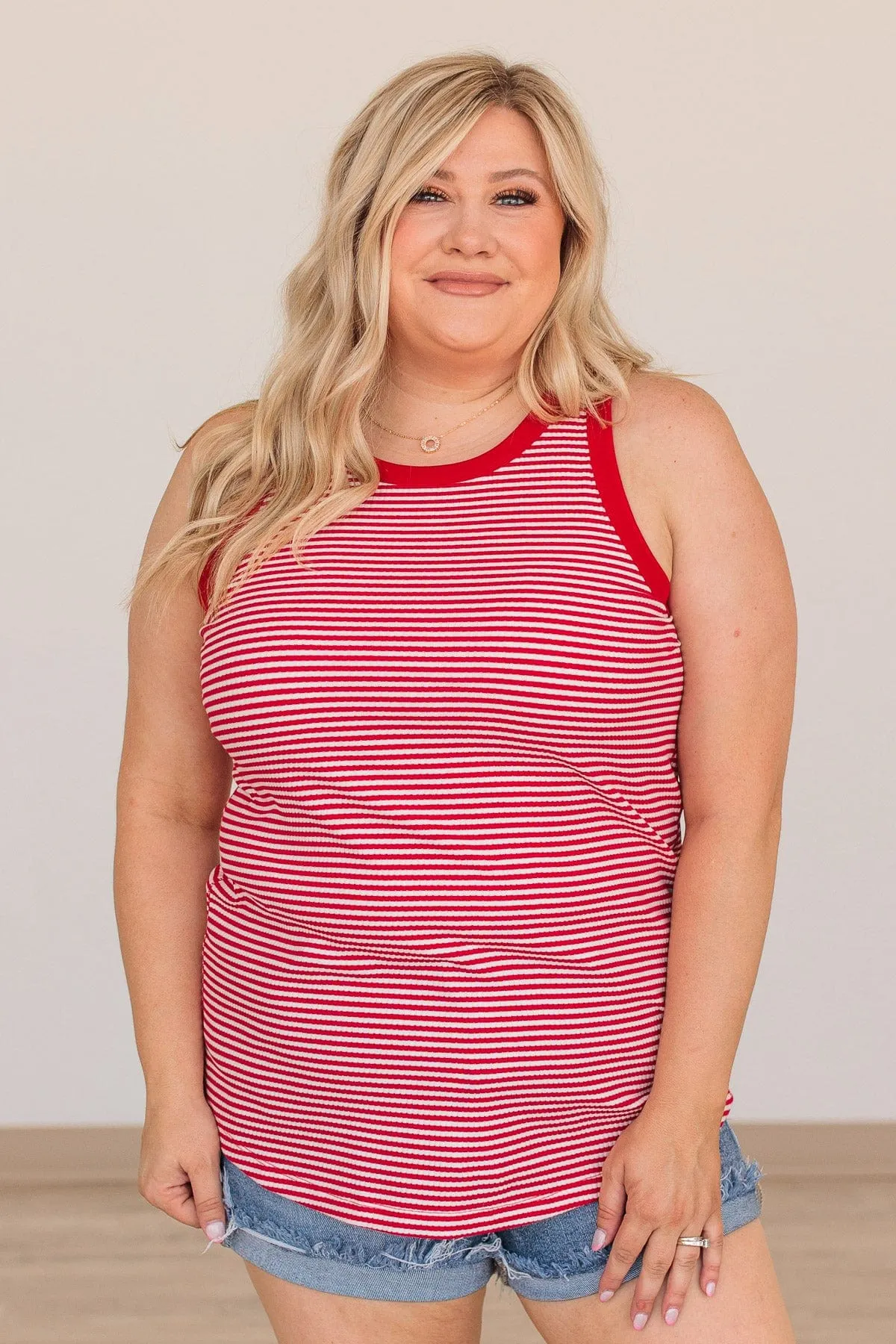 Be Who You Want To Be Striped Tank- Red