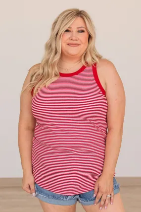 Be Who You Want To Be Striped Tank- Red