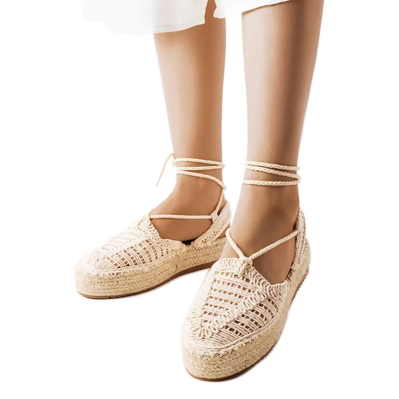 Beige lace-up espadrilles from Partenia