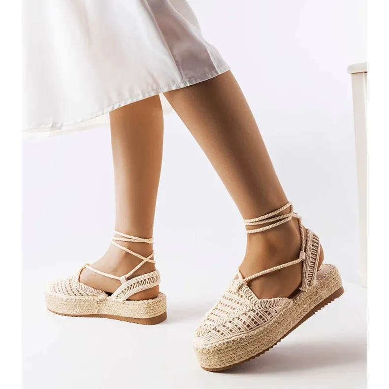 Beige lace-up espadrilles from Partenia