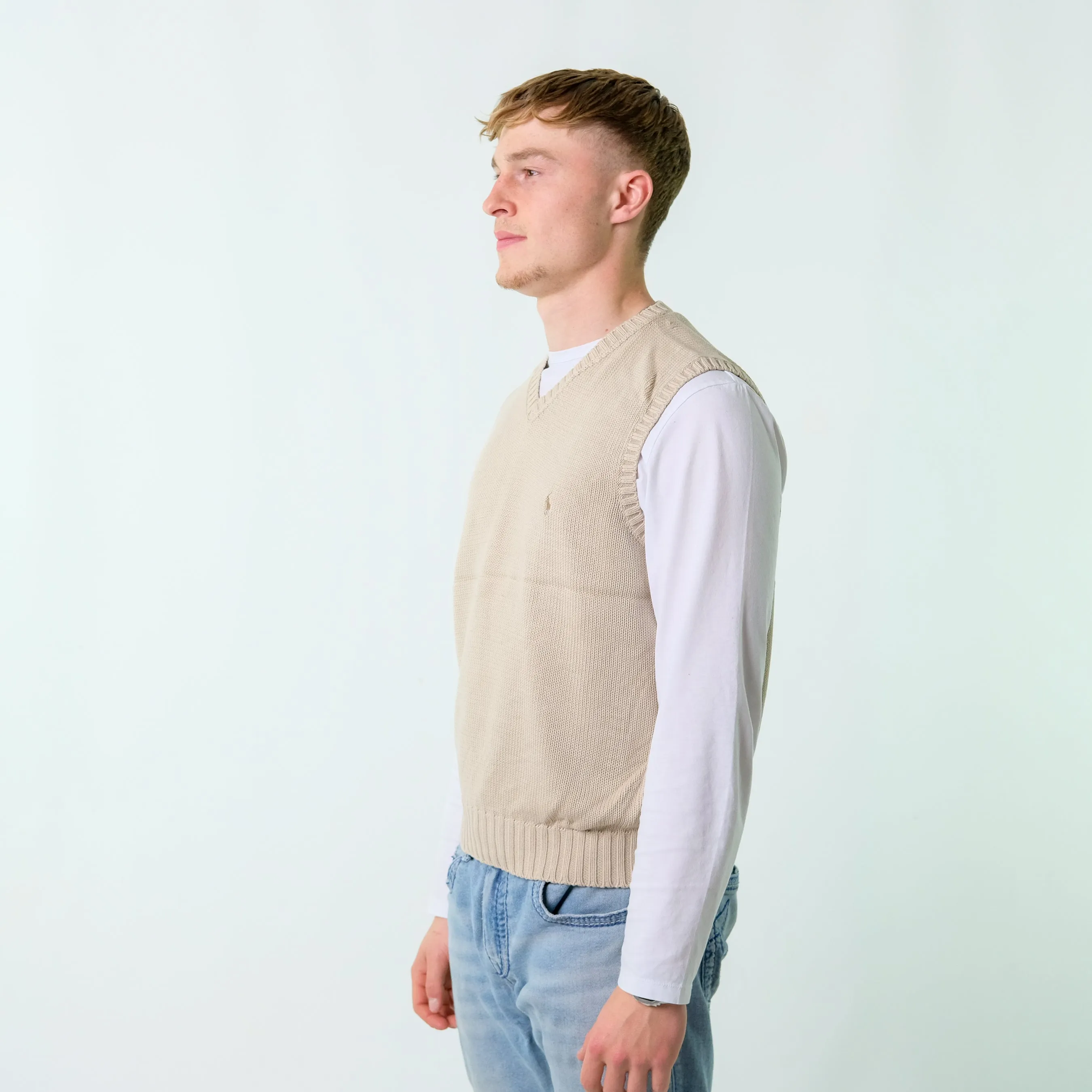 Beige y2ks Polo Ralph Lauren Knit Vest (L)