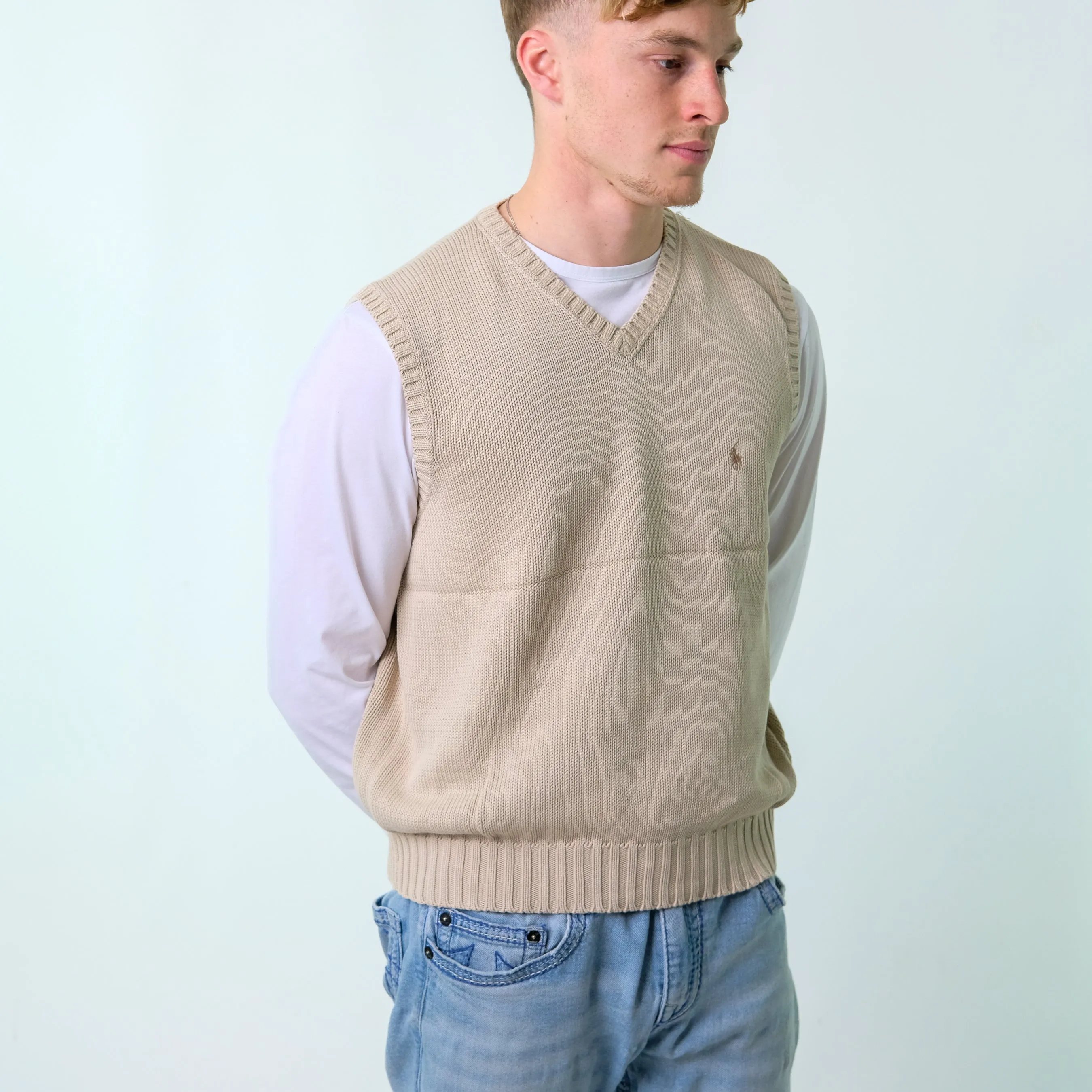 Beige y2ks Polo Ralph Lauren Knit Vest (L)