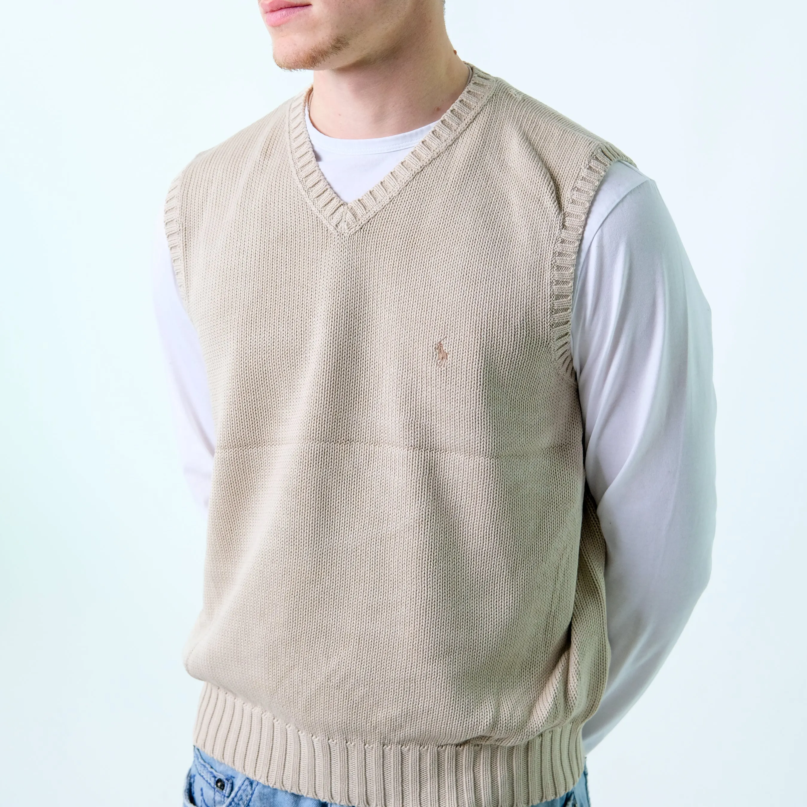 Beige y2ks Polo Ralph Lauren Knit Vest (L)