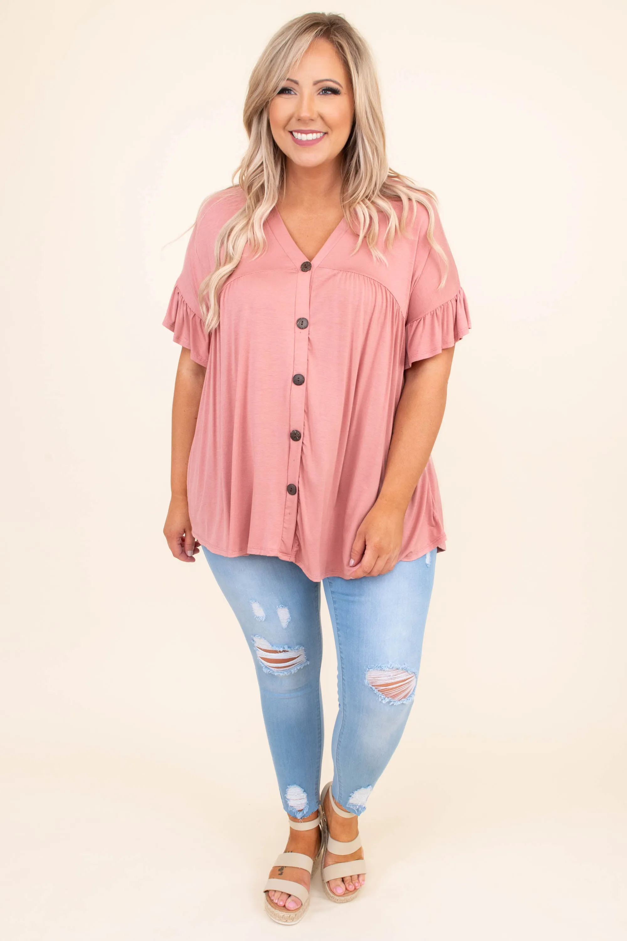 Bittersweet Beginnings Top, Dusty Pink