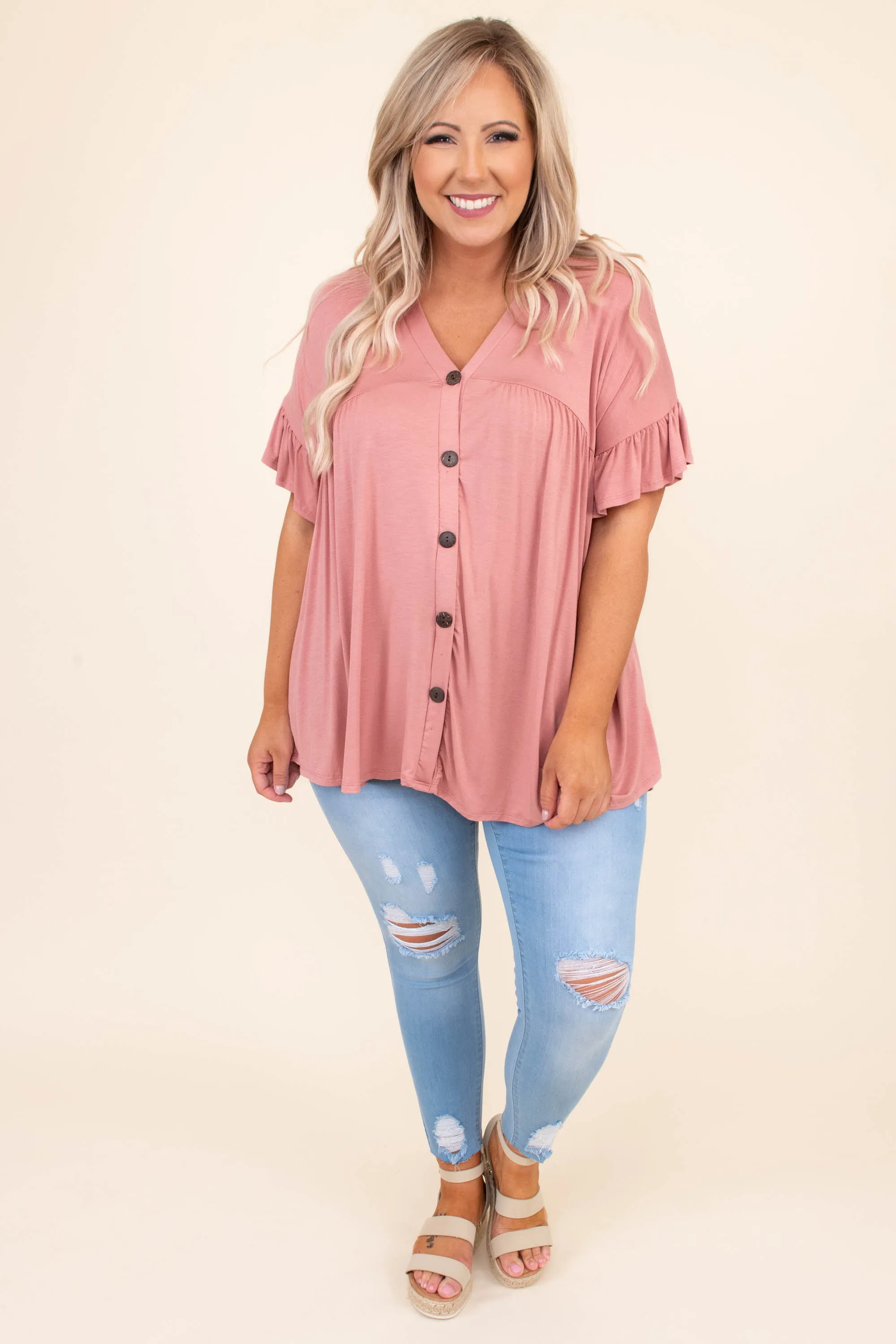 Bittersweet Beginnings Top, Dusty Pink