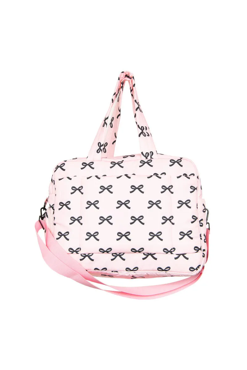 Black & Pink Mini Bows Duffel Weekender w/ Pass-Thru Slip