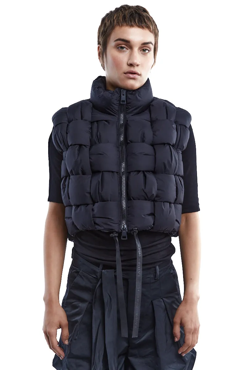 BLACK BRAIDED PADDED VEST