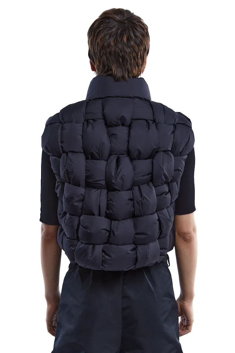 BLACK BRAIDED PADDED VEST