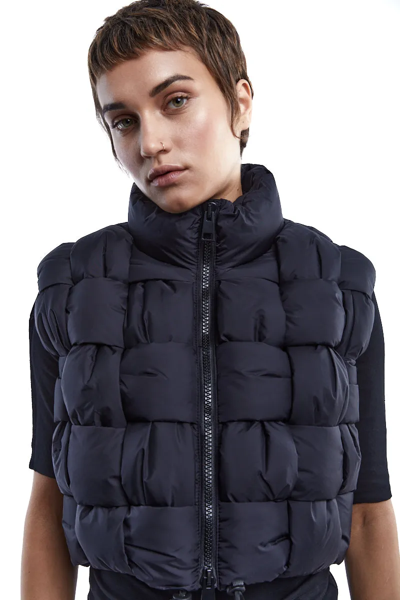 BLACK BRAIDED PADDED VEST