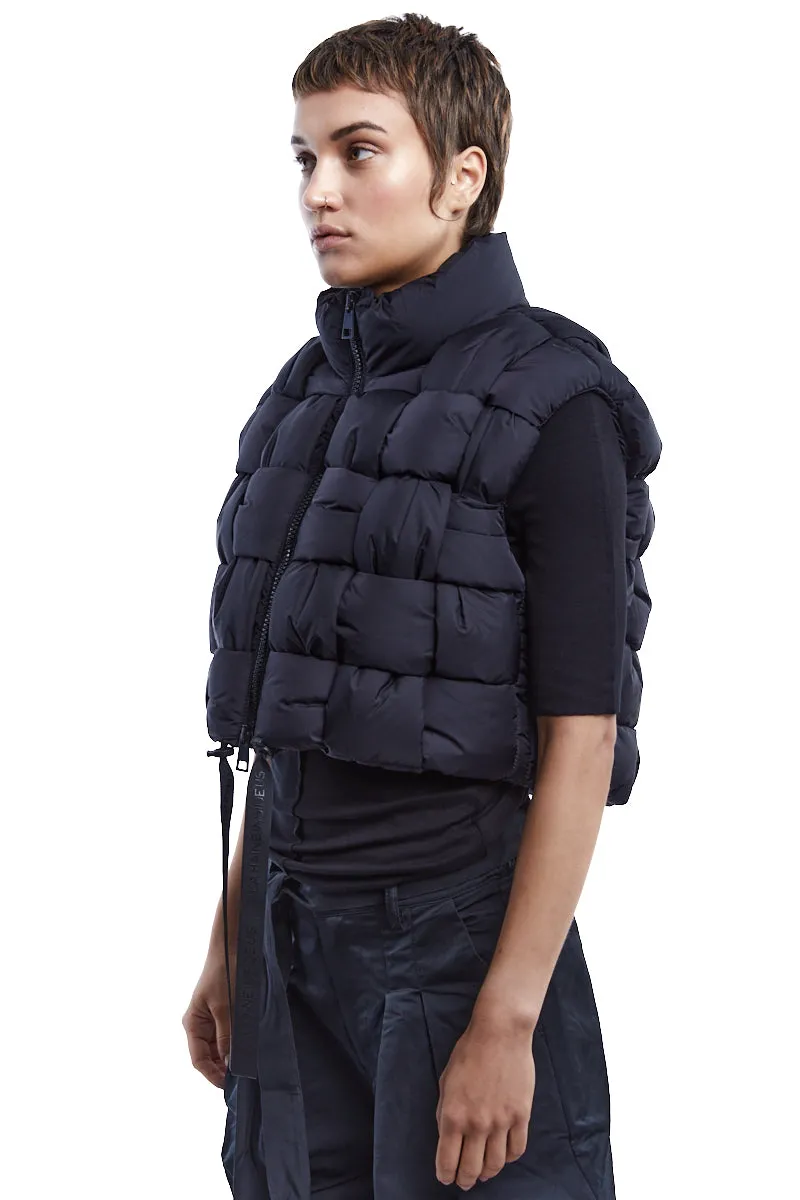 BLACK BRAIDED PADDED VEST