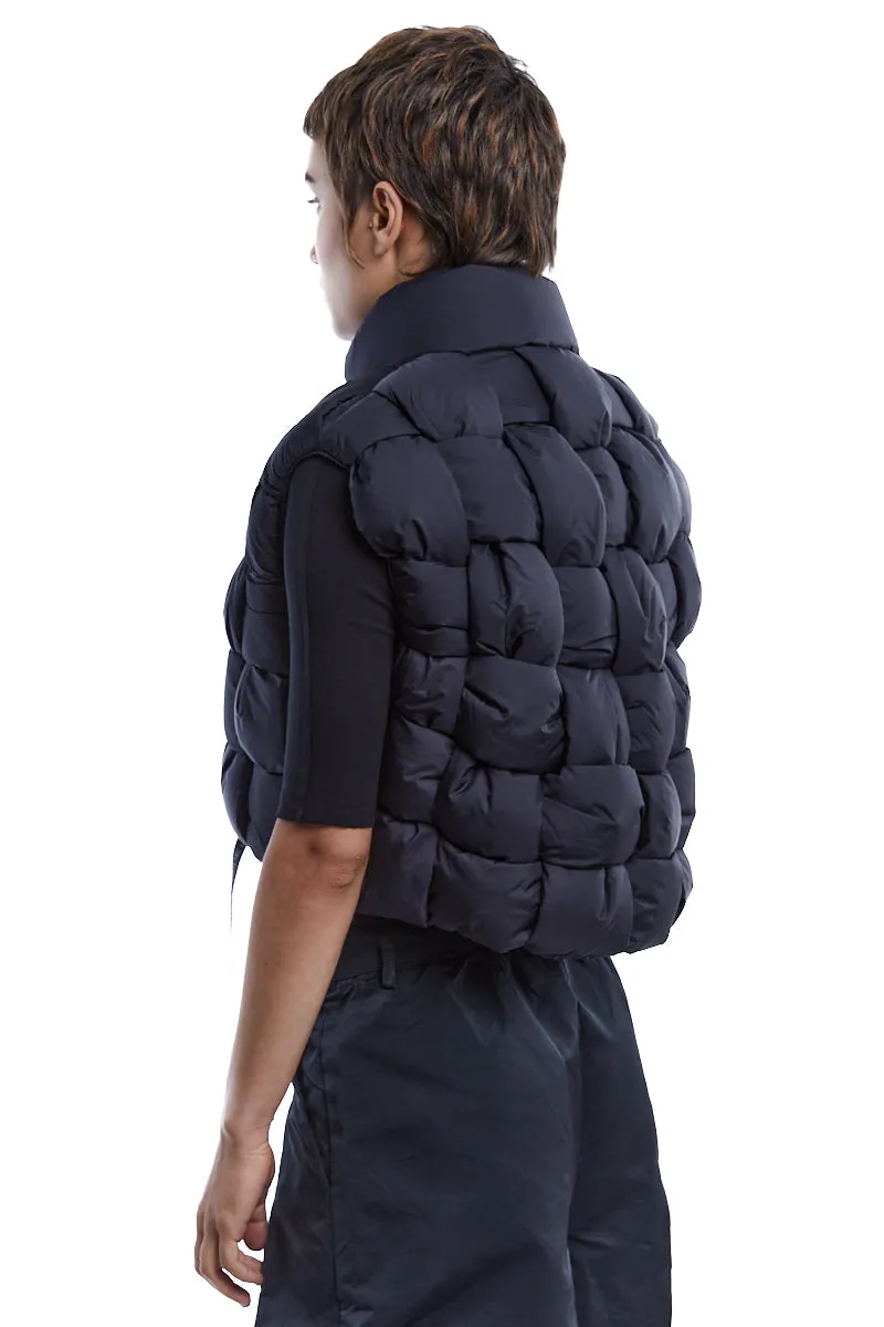 BLACK BRAIDED PADDED VEST