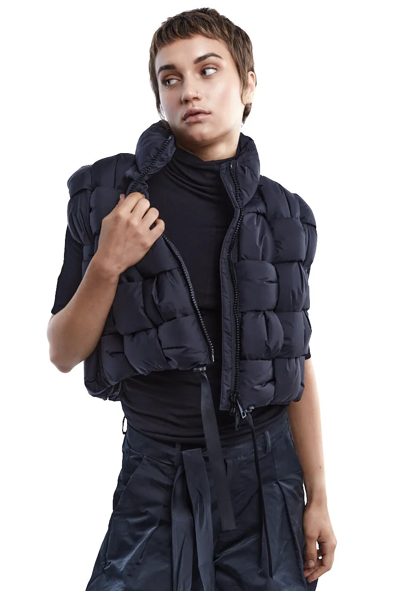 BLACK BRAIDED PADDED VEST