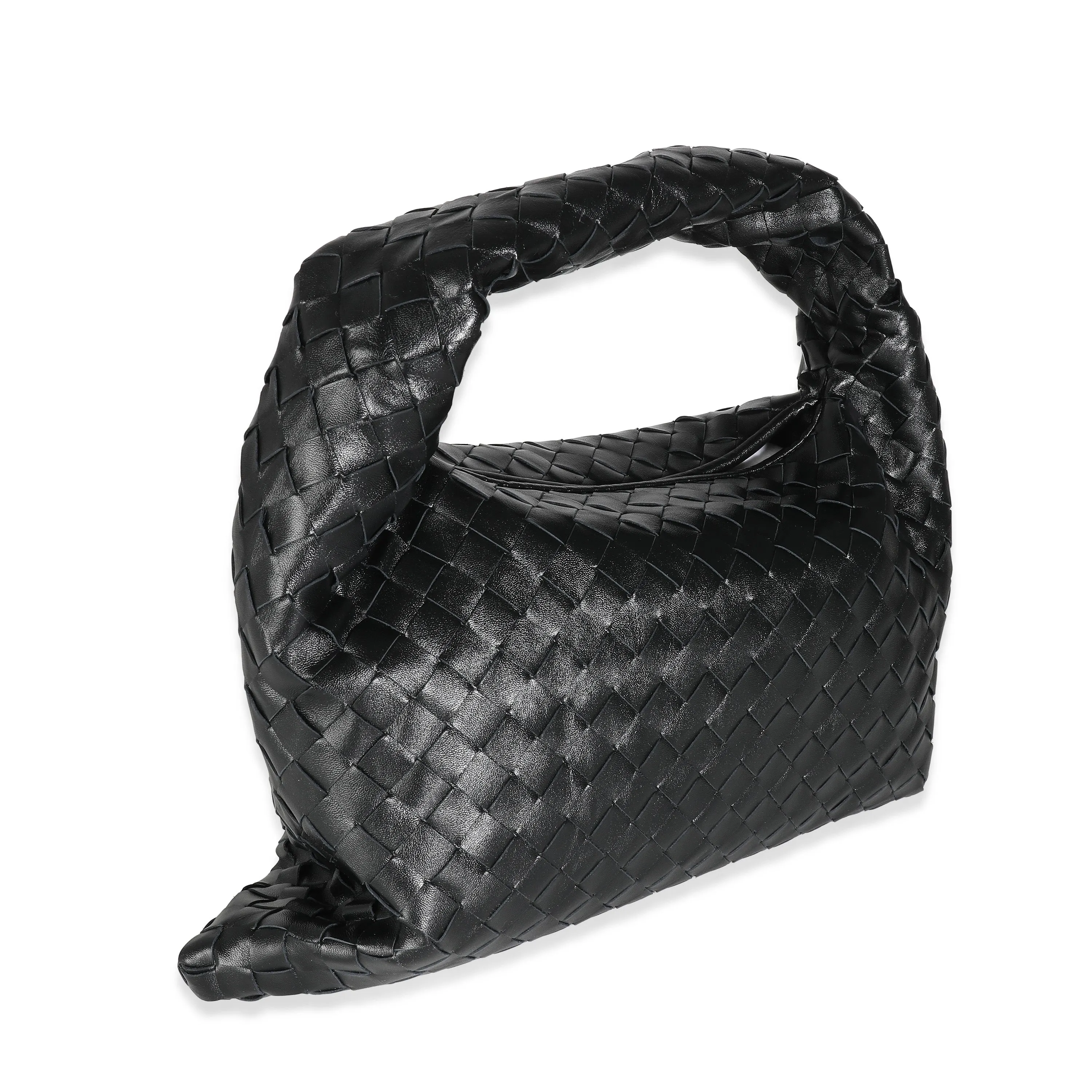 Black Intrecciato Small Hop Hobo