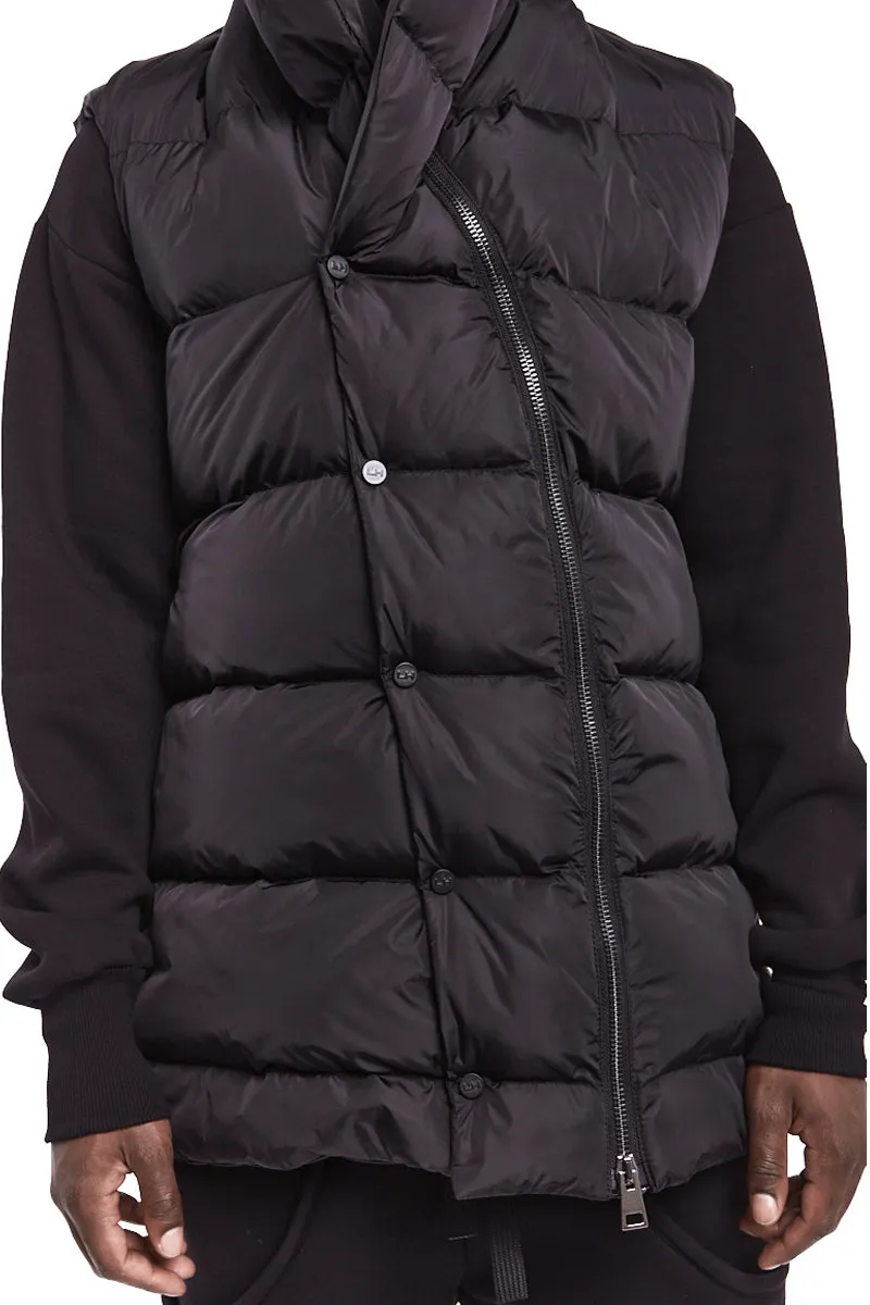 BLACK PADDED HOODED VEST