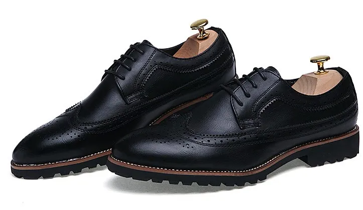 Black Vintage Leather Lace Up Mens Oxfords Flats Dress Shoes