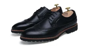 Black Vintage Leather Lace Up Mens Oxfords Flats Dress Shoes