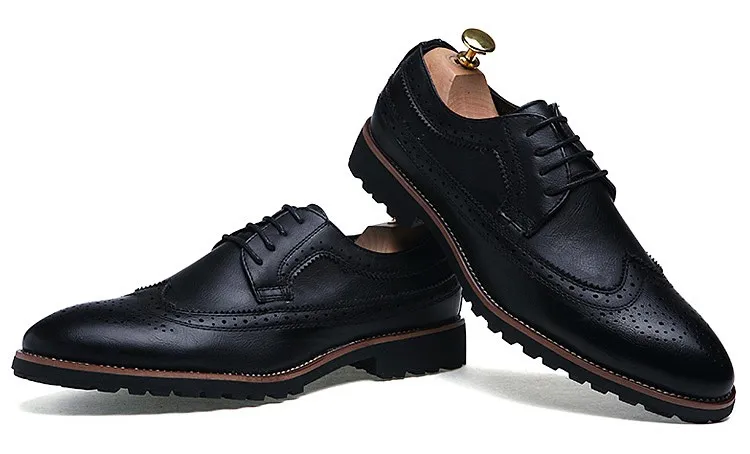 Black Vintage Leather Lace Up Mens Oxfords Flats Dress Shoes