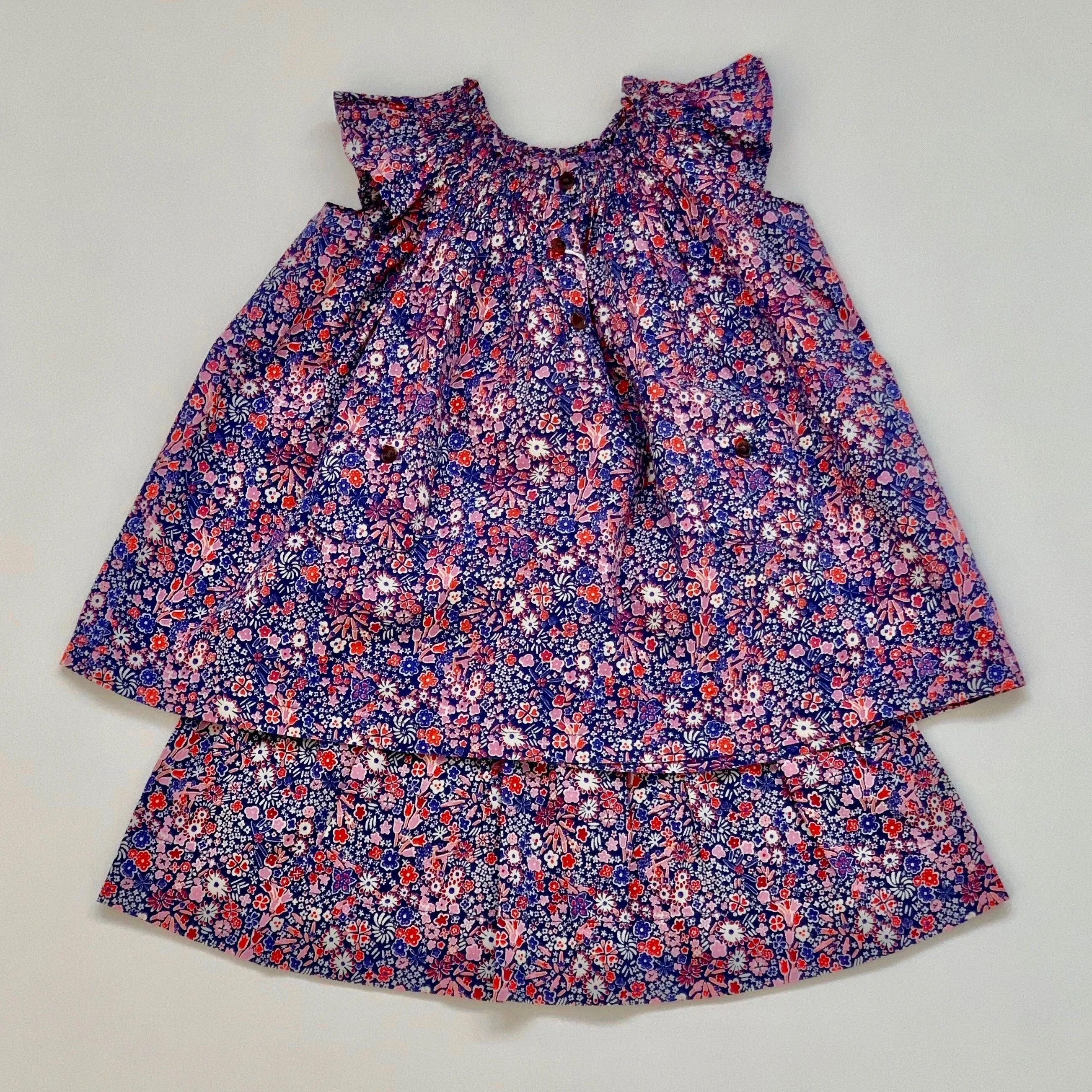 Bonton Blue And Red Liberty Print Blouse: 3 Years