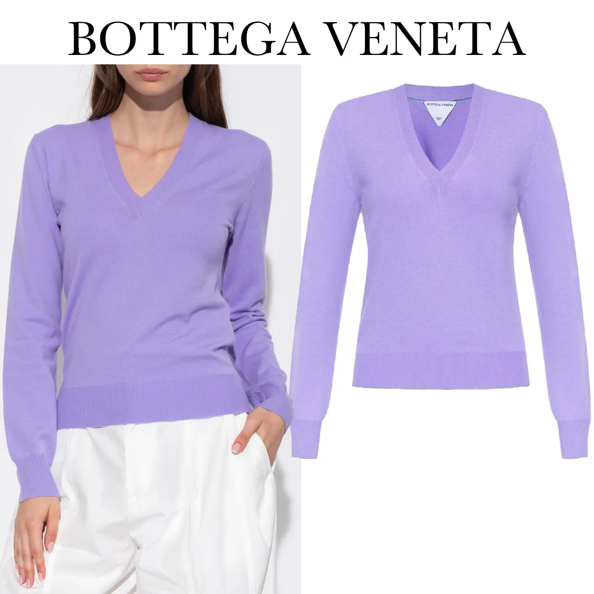 BOTTEGA VENETA  |Casual Style Wool V-Neck Long Sleeves Plain Office Style