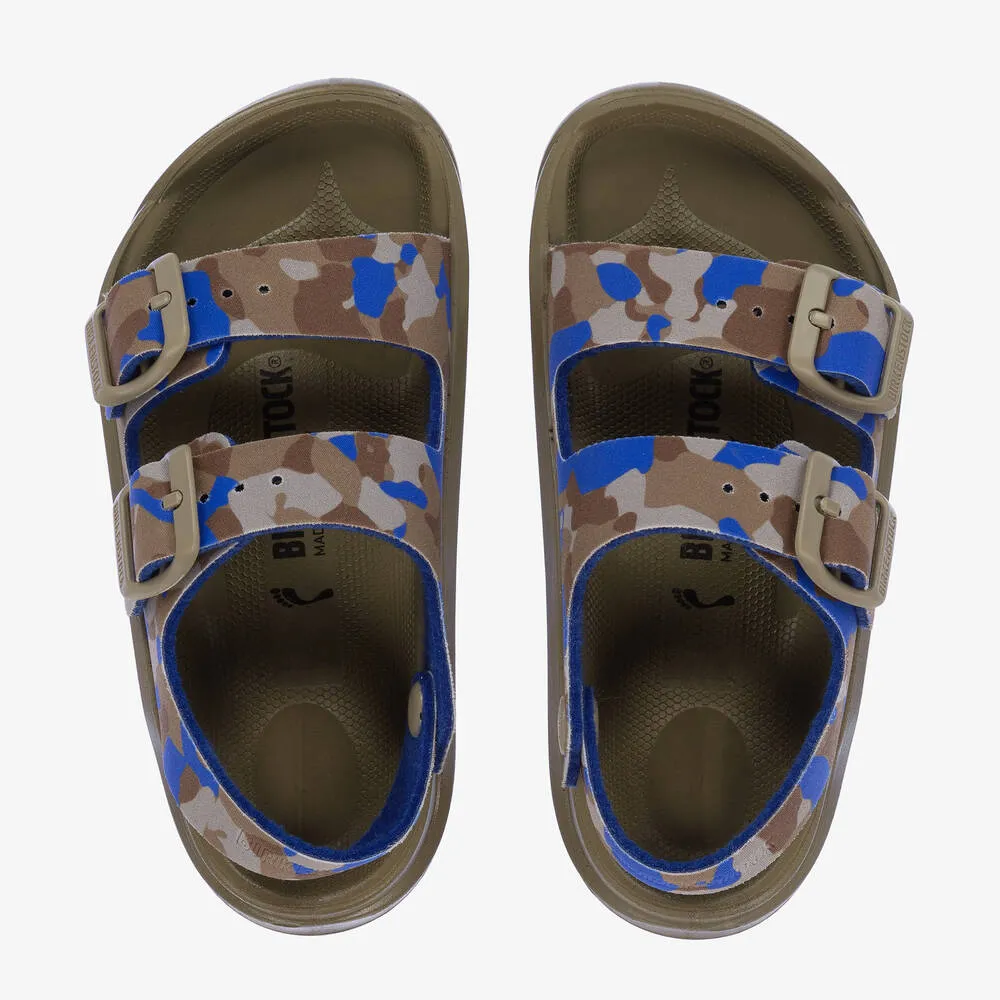 Boys Khaki Green & Blue Camouflage Sandals 