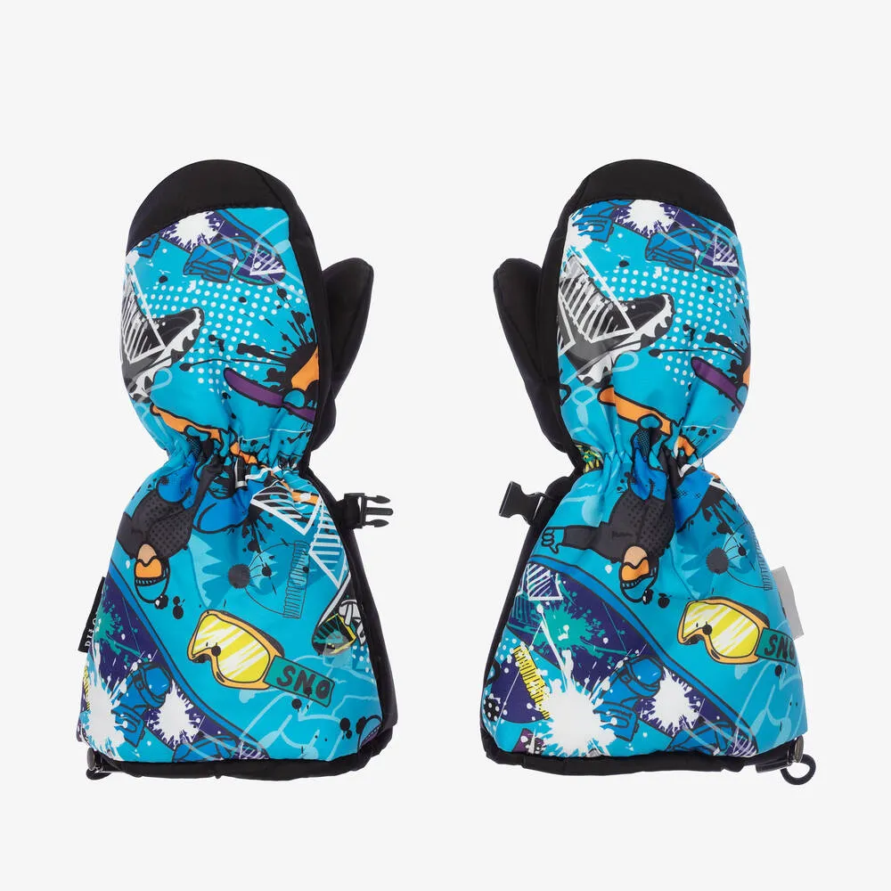 Boys Snowboard Print Mittens