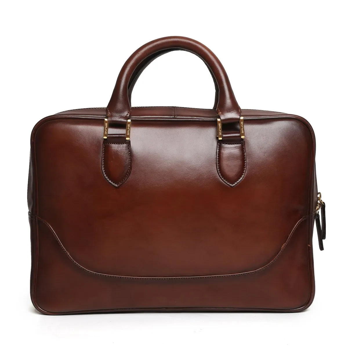 Brown Brogue Detail Leather Laptop Office Briefcase By Brune & Bareskin