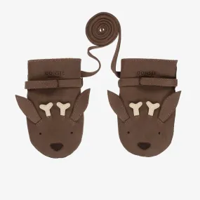 Brown Leather Reindeer Mittens