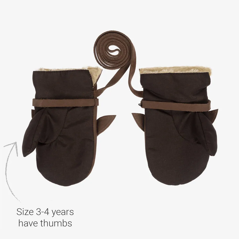 Brown Leather Reindeer Mittens