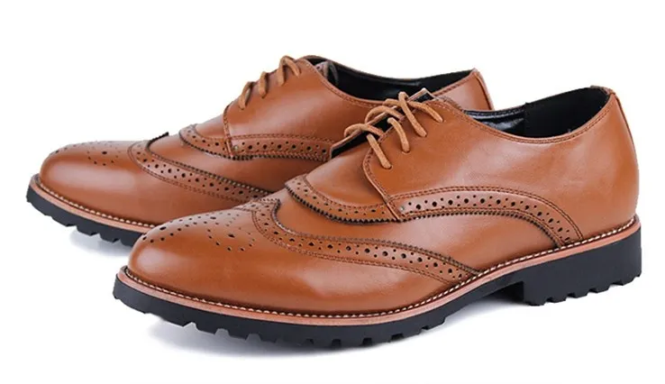 Brown Vintage Leather Lace Up Baroque Mens Oxfords Dress Shoes