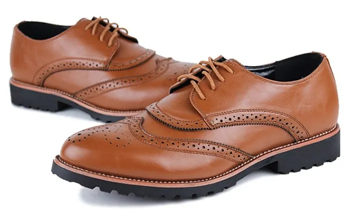 Brown Vintage Leather Lace Up Baroque Mens Oxfords Dress Shoes