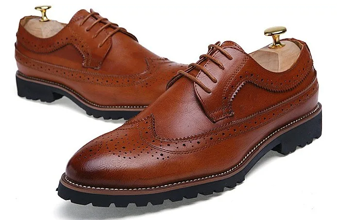 Brown Vintage Leather Lace Up Mens Oxfords Flats Dress Shoes