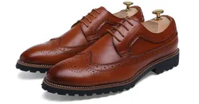 Brown Vintage Leather Lace Up Mens Oxfords Flats Dress Shoes