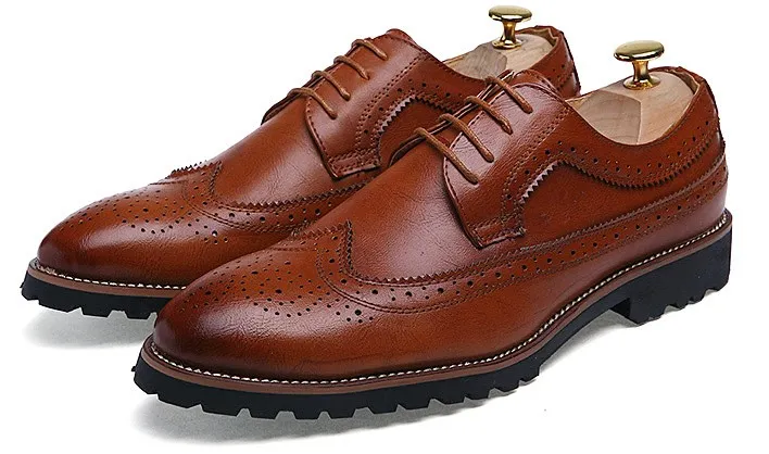 Brown Vintage Leather Lace Up Mens Oxfords Flats Dress Shoes