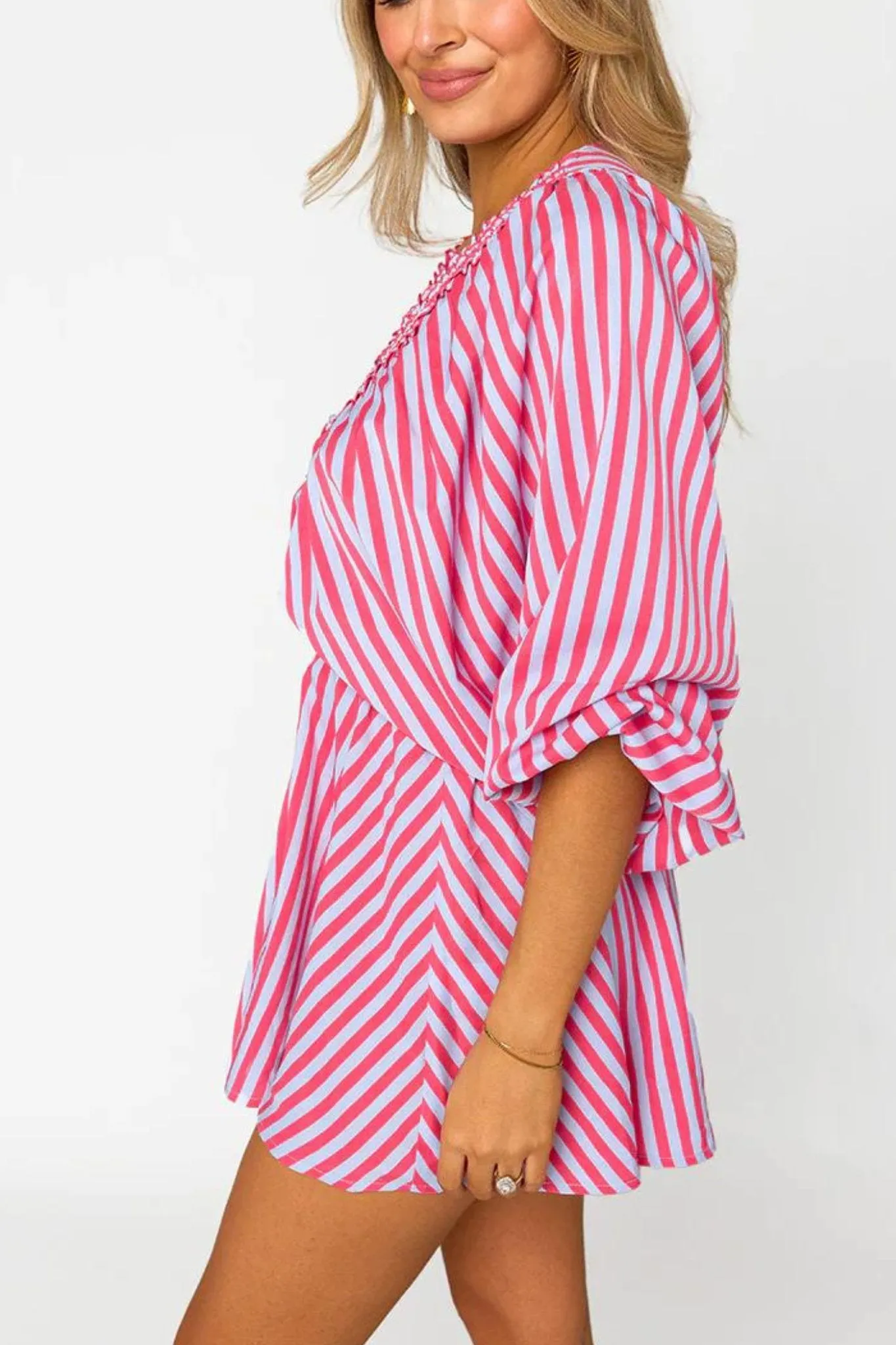 Buddy Love: Palm Beach Romper in Pink & Blue