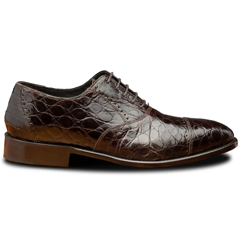 Calzoleria Toscana H779 Crocodile Cap Toe Oxfords Chocolate